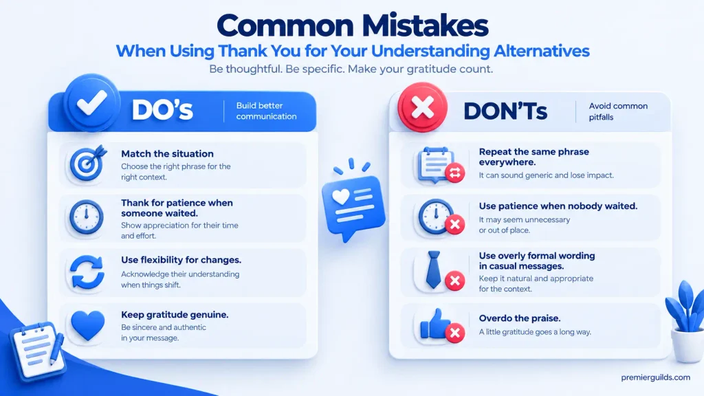 Do’s and don’ts for using thank you for your understanding alternatives