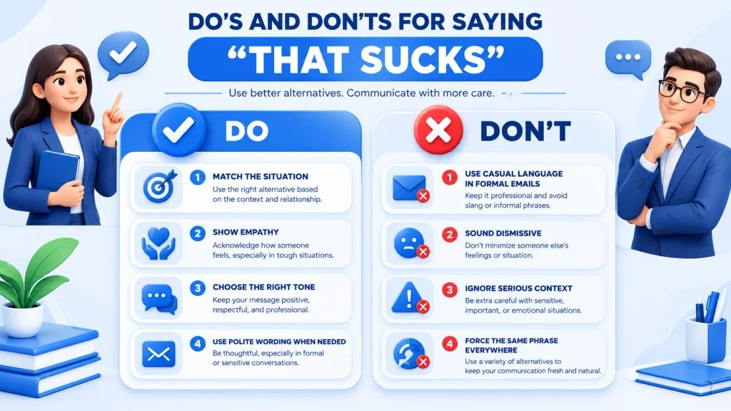 Do’s and don’ts for using alternatives to that sucks appropriately