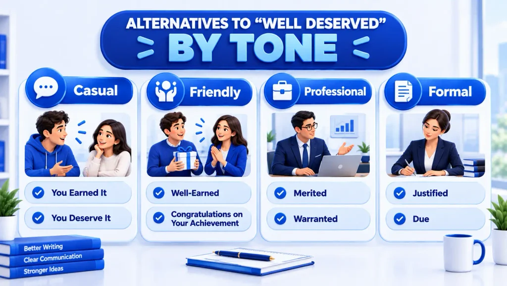 Casual friendly professional and formal alternatives to well deserved