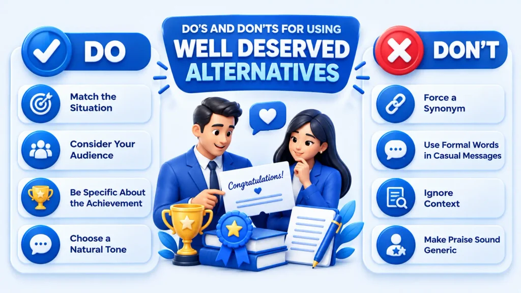Do’s and don’ts for choosing alternatives to well deserved in different situations