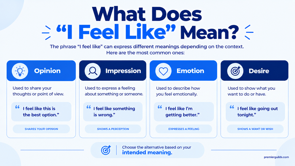 Four meanings of I feel like with English examples