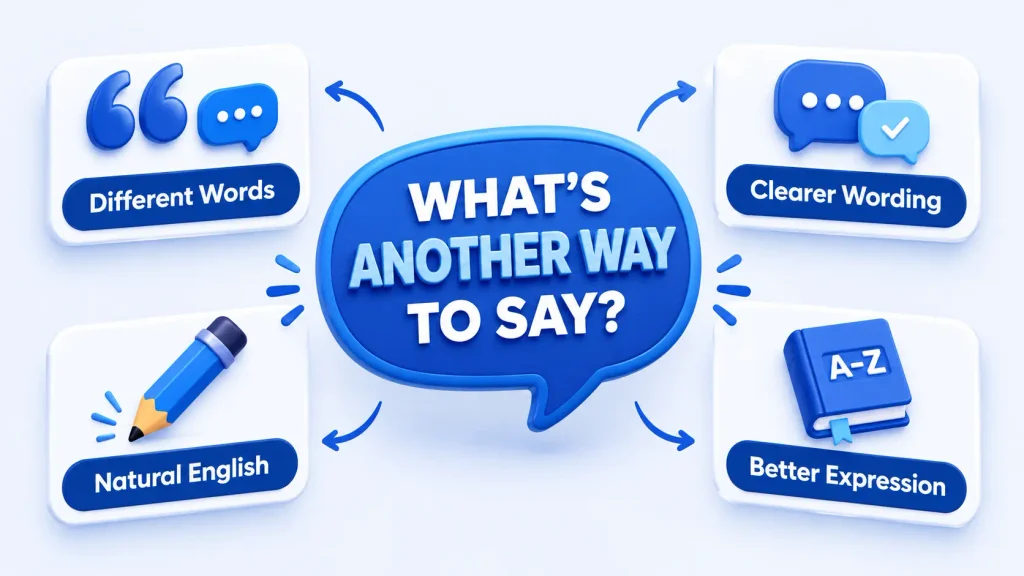 Meaning of what's another way to say with different wording and natural English