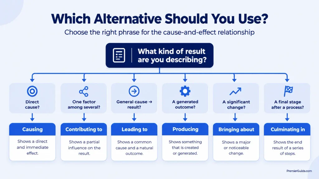 Decision tree showing which alternative to resulting in fits direct causes, partial effects, changes, and final outcomes