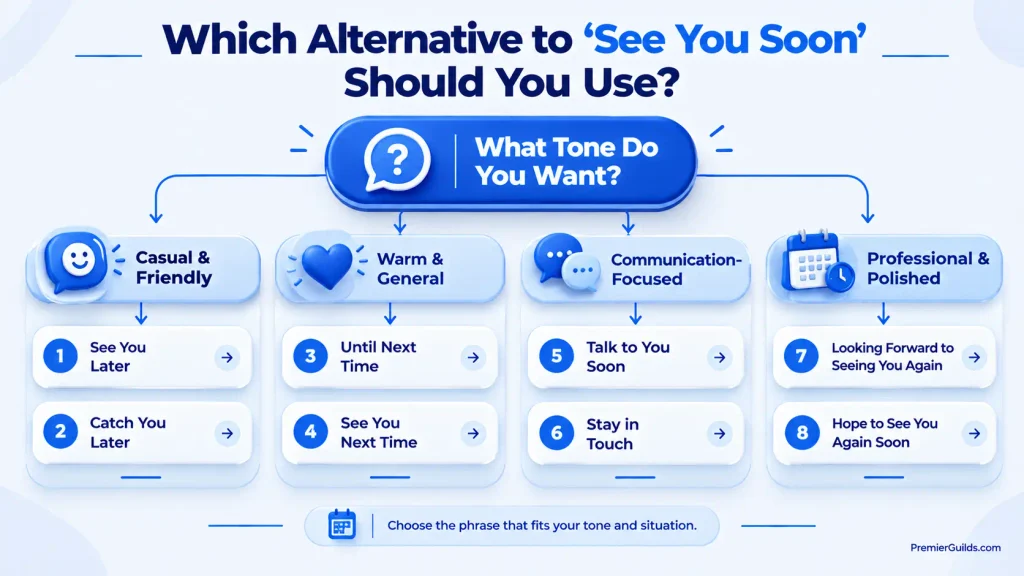 Tone and context guide for choosing an alternative to see you soon
