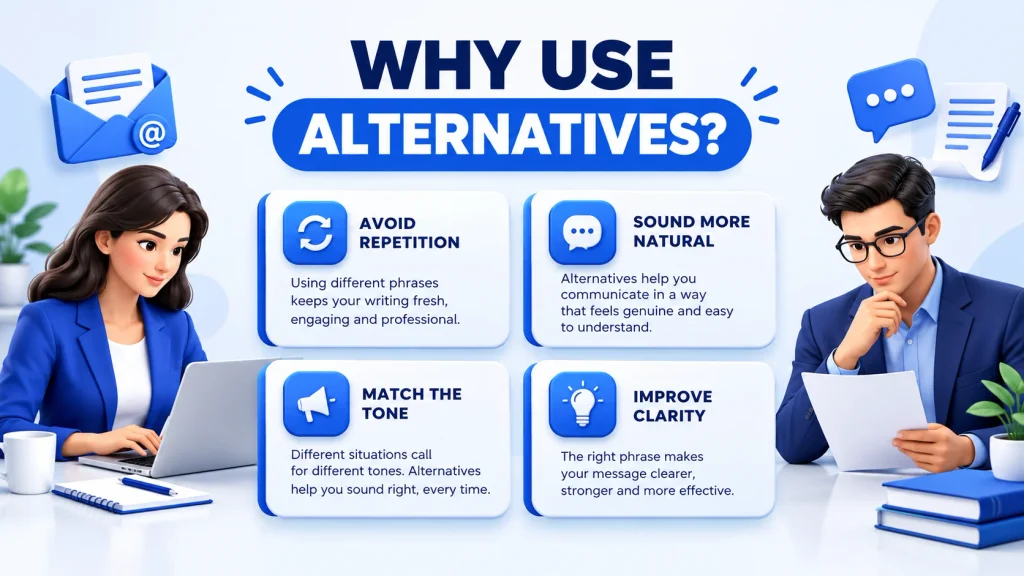Why use alternatives to please note for clearer professional communication