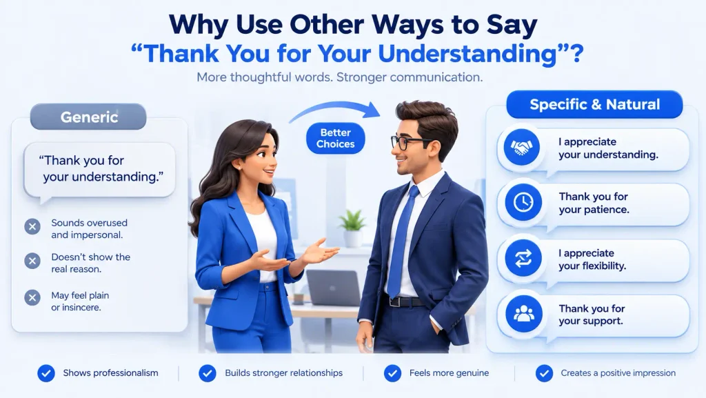 Professional communication alternatives to thank you for your understanding