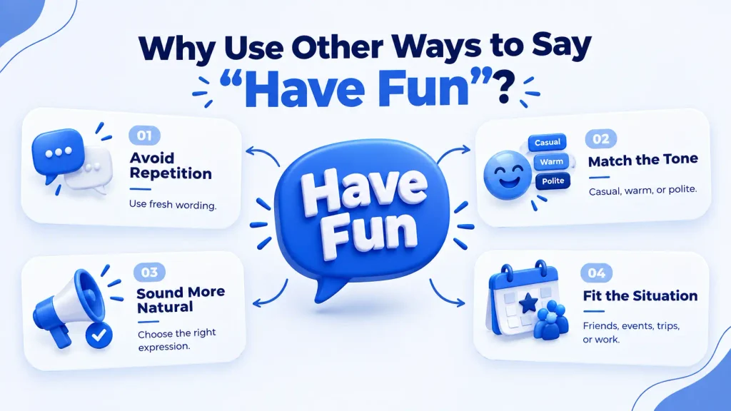 Reasons to use different ways to say have fun based on tone and situation