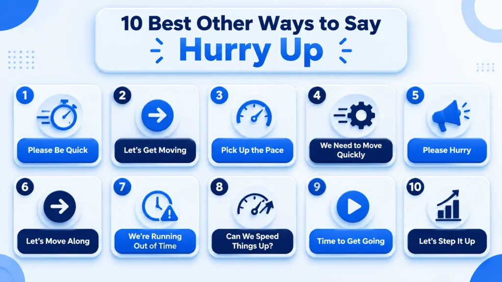 10 alternatives to say hurry up in polite and professional English
