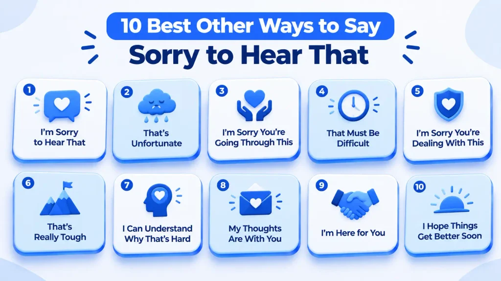 10 alternatives to say sorry to hear that in English