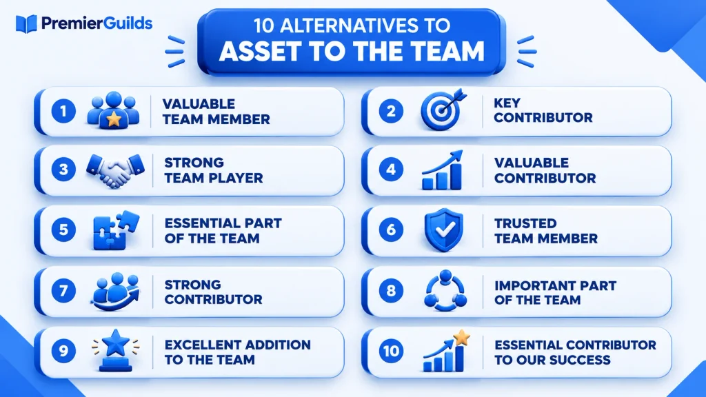 10 alternatives for another way to say asset to the team