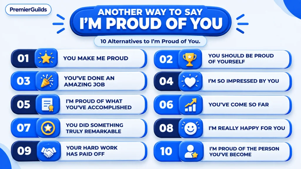 10 alternatives for another way to say I'm proud of you