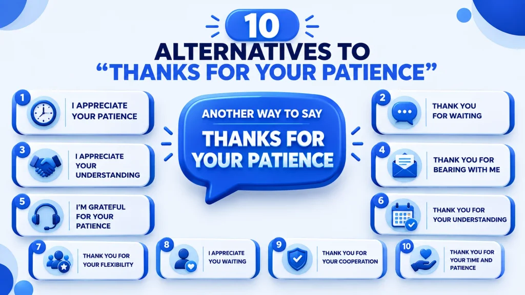 0 alternatives for another way to say thanks for your patience