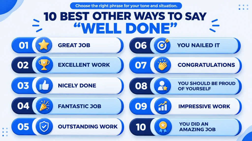 10 alternatives for another way to say well done
