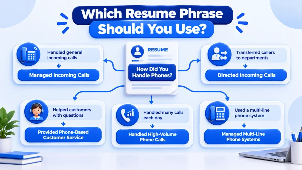 Decision tree for choosing the right answering phones resume phrase