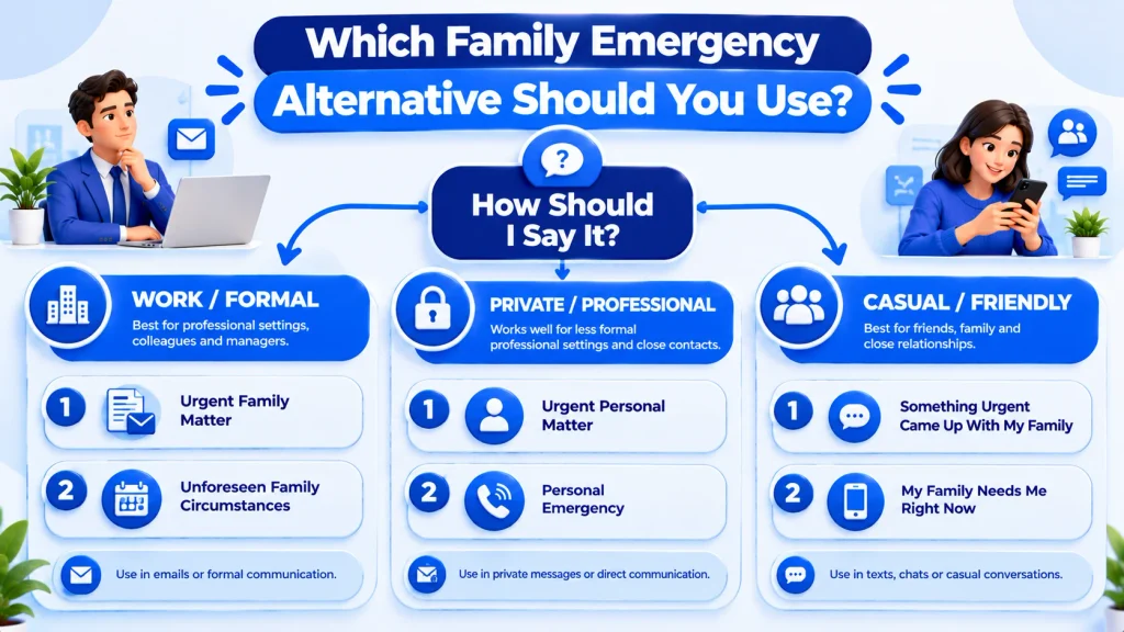 Decision tree for choosing the right family emergency alternative