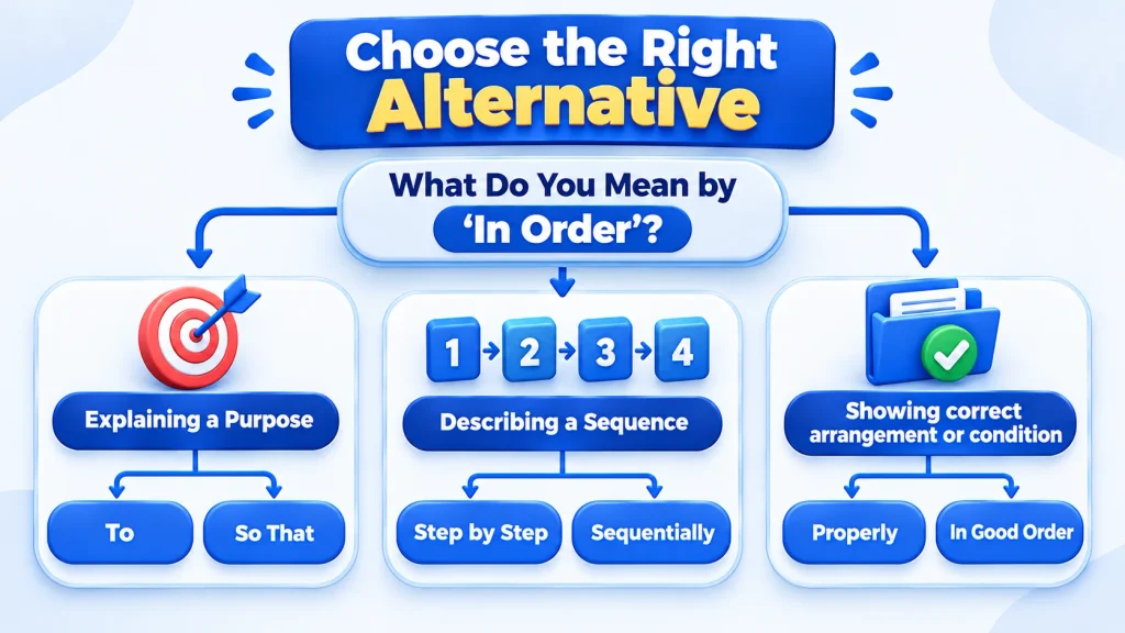 Decision tree for choosing the correct alternative to in order