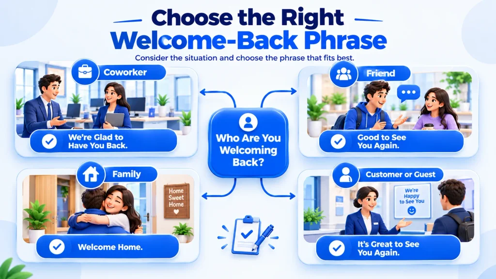 Decision tree for choosing the right welcome back phrase