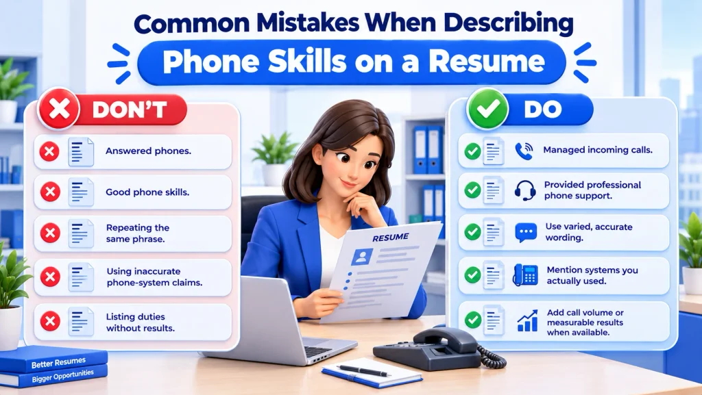 Common mistakes when describing answering phones on a resume
