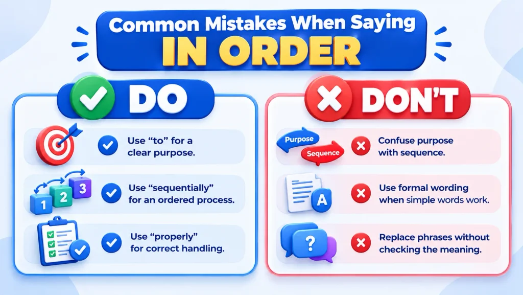 Do’s and don’ts for using alternatives to in order correctly