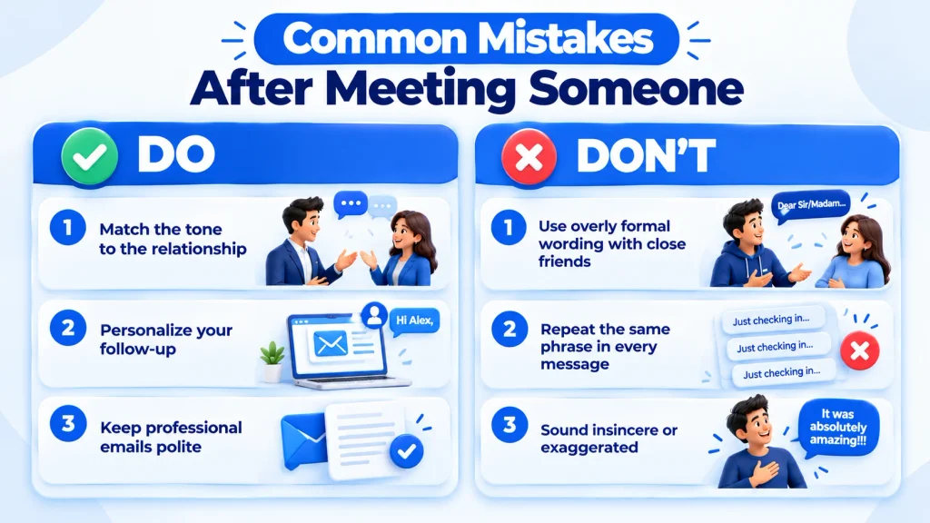 Do’s and don’ts for using alternatives to it was a pleasure meeting you