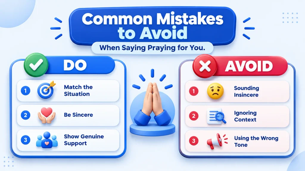 Common mistakes when using alternatives to praying for you