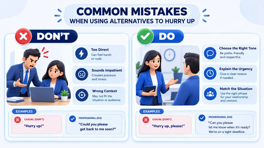 Common mistakes when using alternatives to hurry up