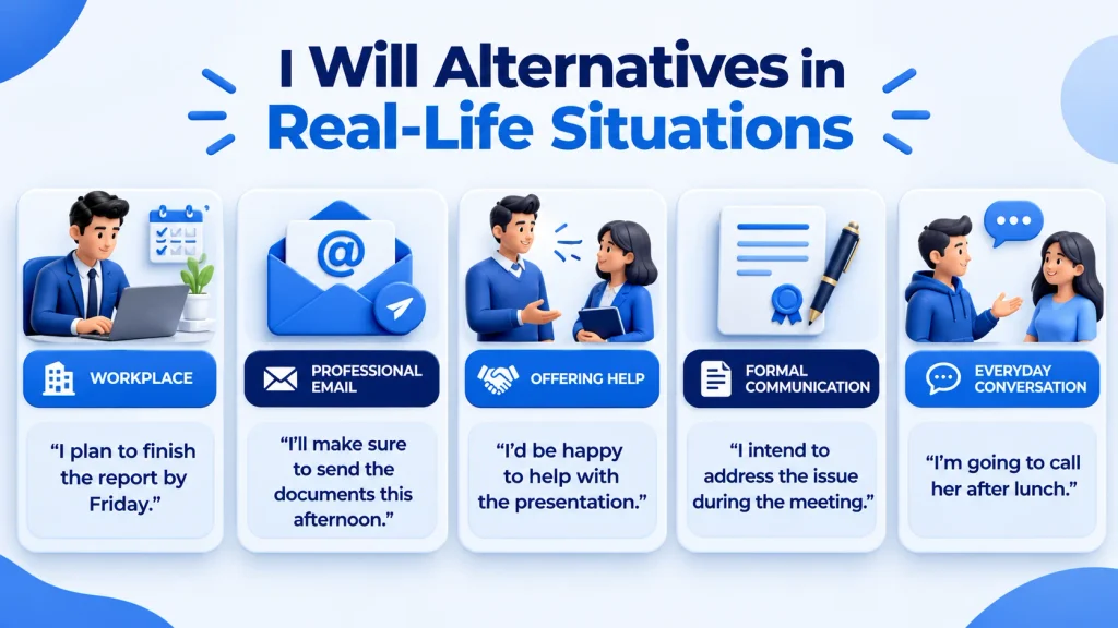 real life examples of alternatives to I will