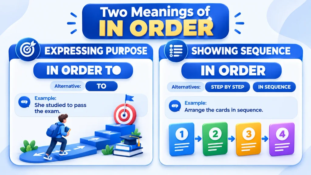 comparison of in order phrases for purpose and sequence