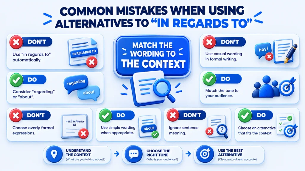 common mistakes when using alternatives to in regards to