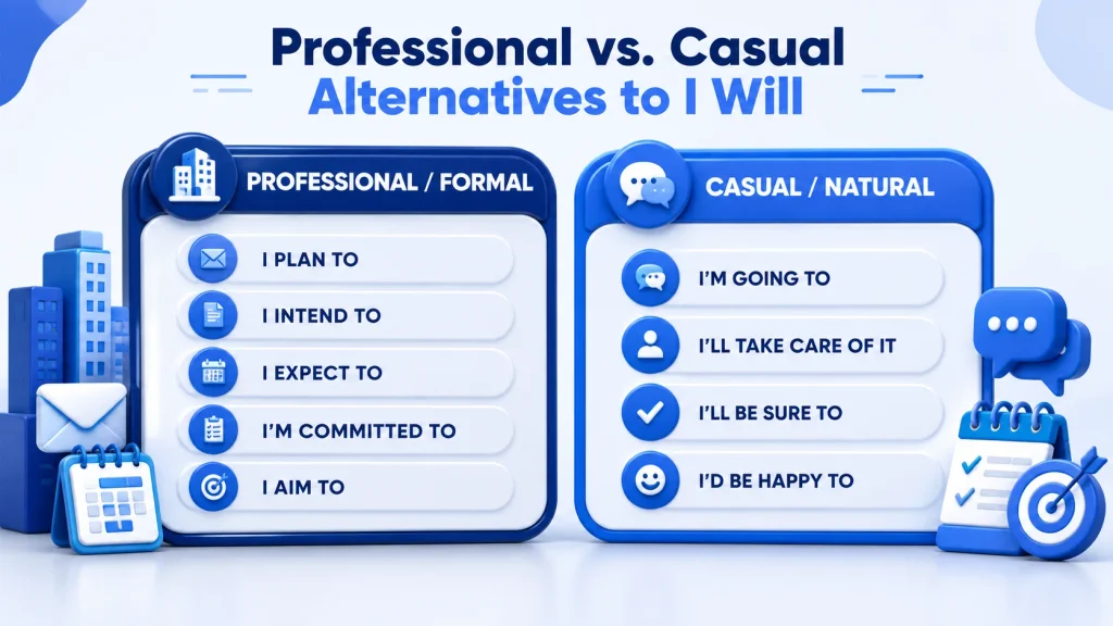 professional and casual alternatives to I will