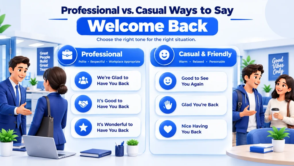 Professional and casual alternatives to welcome back