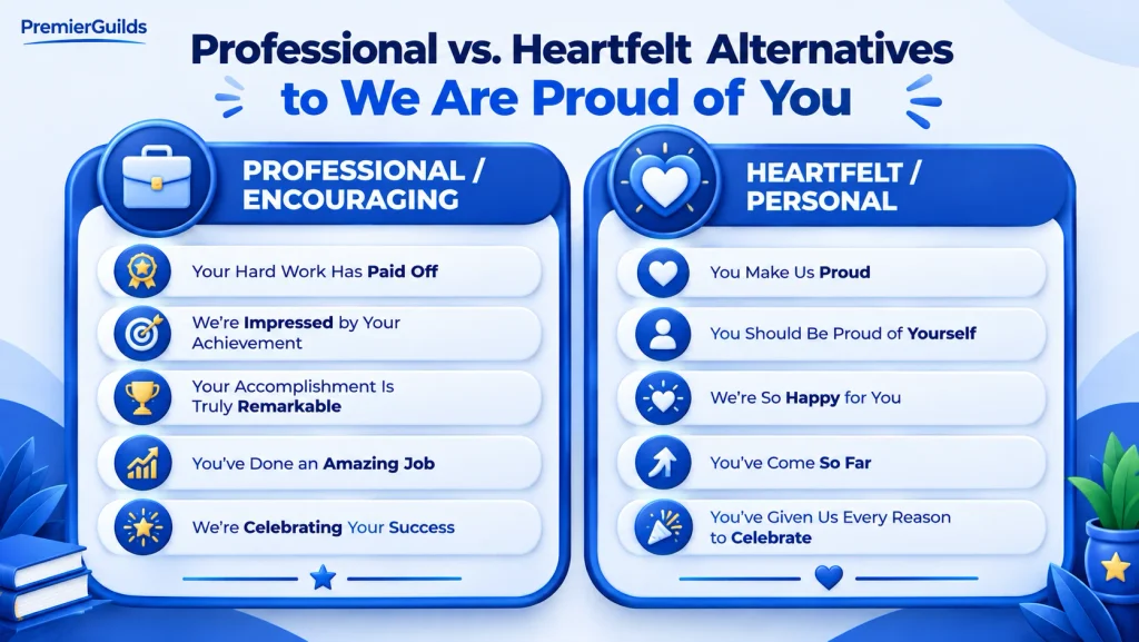 professional and heartfelt alternatives to we are proud of you
