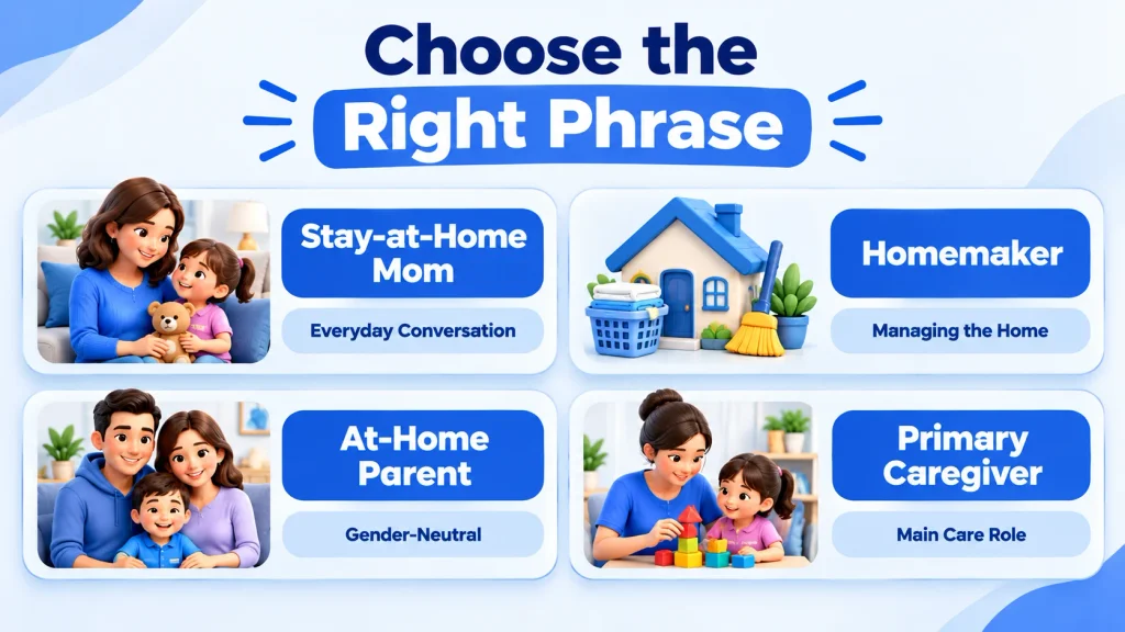 Comparison of stay-at-home mom alternatives by meaning, context, and tone