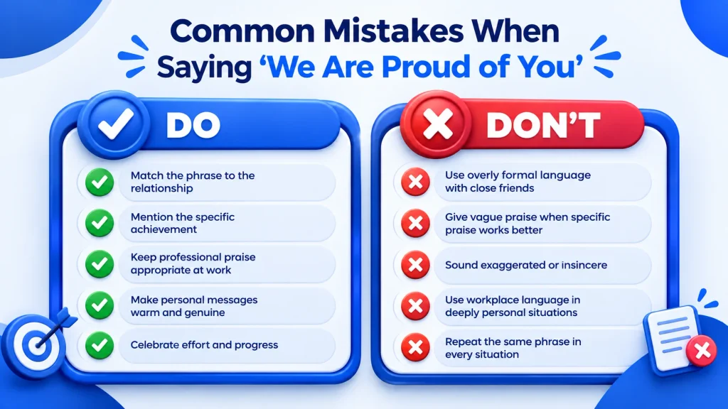 common mistakes when using alternatives to we are proud of you