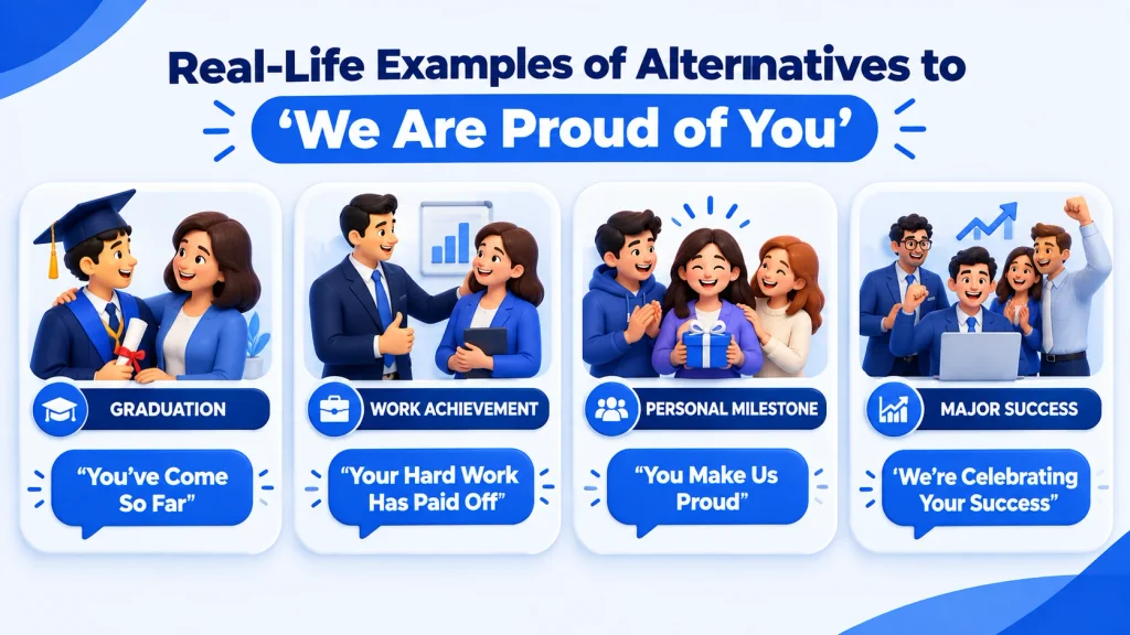 real life examples of alternatives to we are proud of you