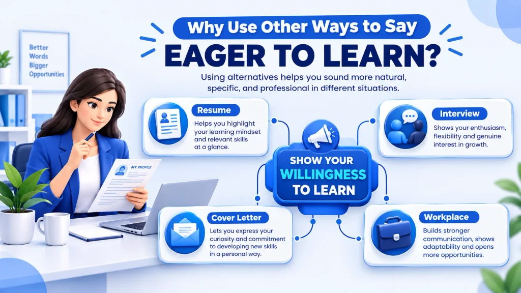 Why use other ways to say eager to learn in workplace communication