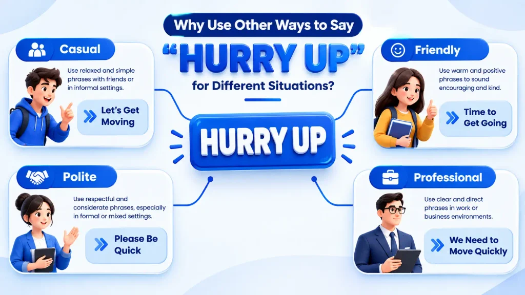 Why use other ways to say hurry up for different situations