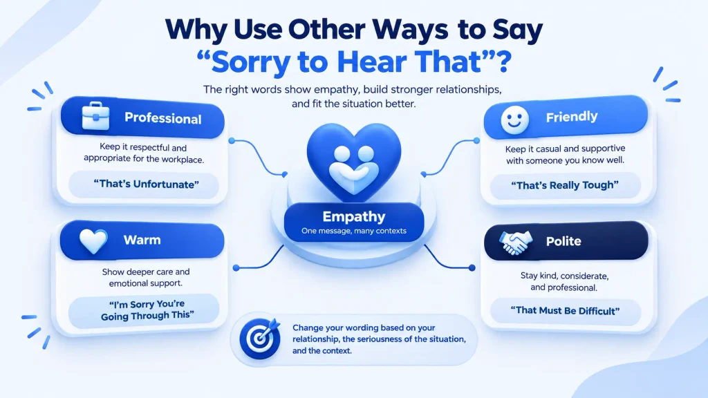 Why use other ways to say sorry to hear that for different situations